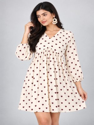 Purple Heart Printed Flared Mini Dress