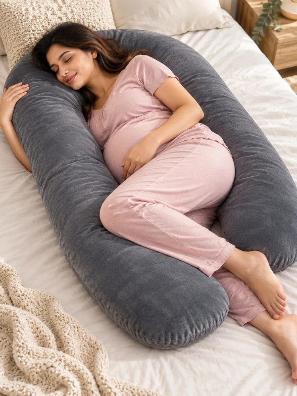 U-Shape Full Body Dark Grey Maternity Pillow – Ultimate Comfort Support (Premium)