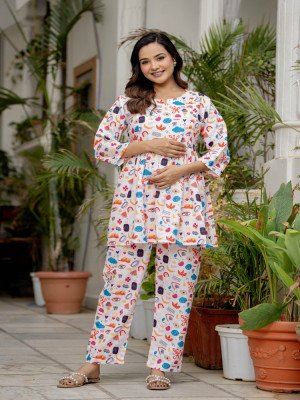 Cream Maternity nightsuit sets for women