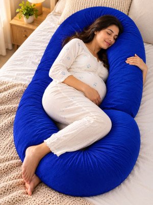 C-Shape Full Body Blue Velvet Maternity Pillow (Regular)