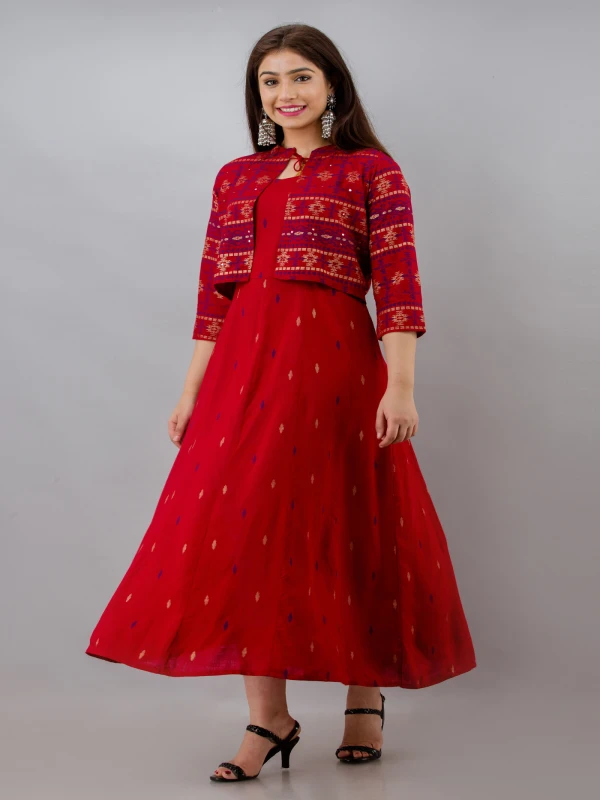 Maroon Anarkali Kurta with Jacket