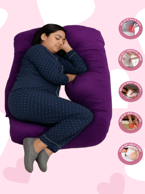 J-Shape Full Body Purple Velvet Maternity Pillow (Regular)